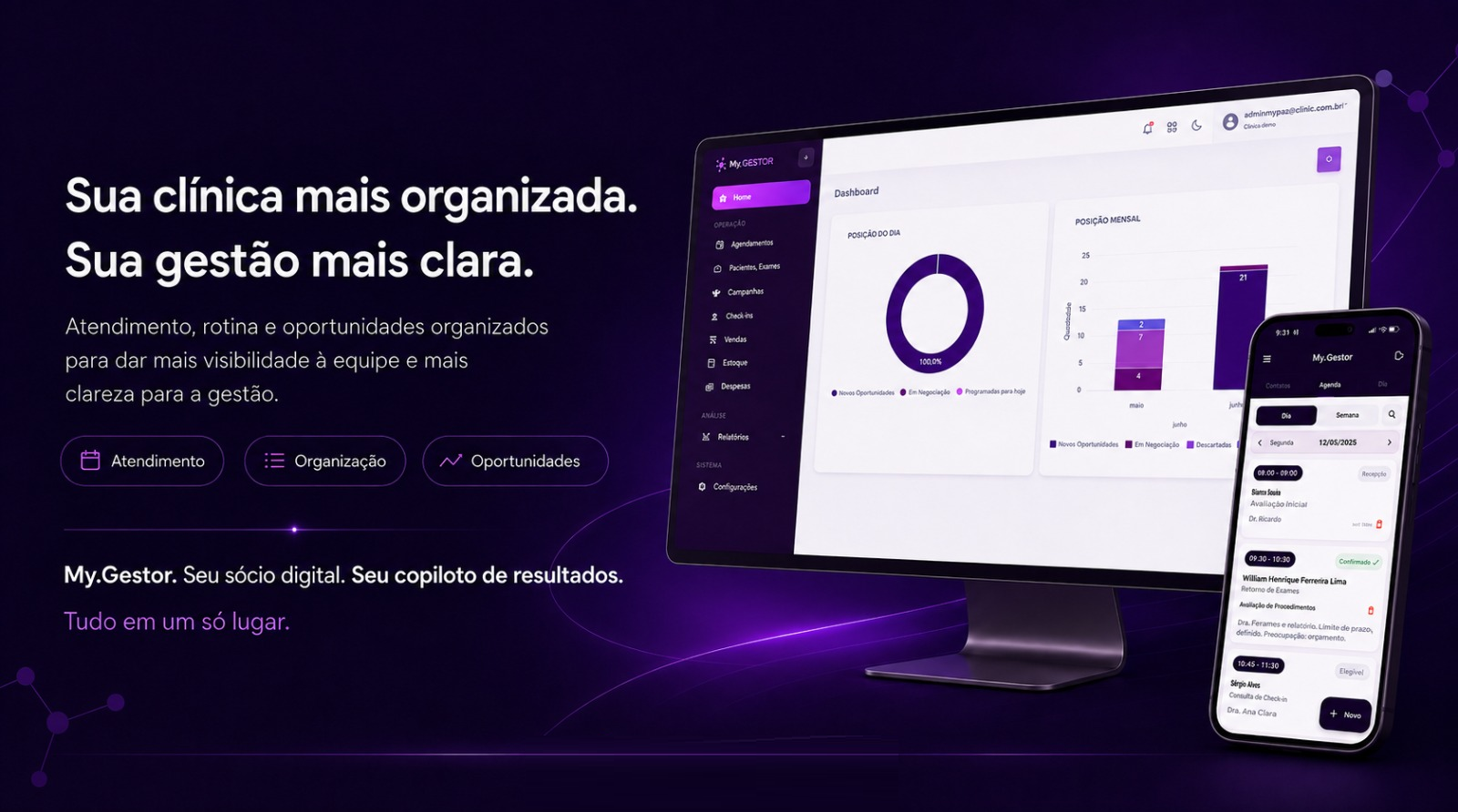 Dashboard e agenda do My.Gestor